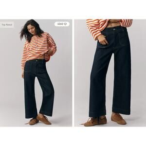 Maeve The Colette Denim Crop Wide-Leg Jeans | Dark Denim | Size 30